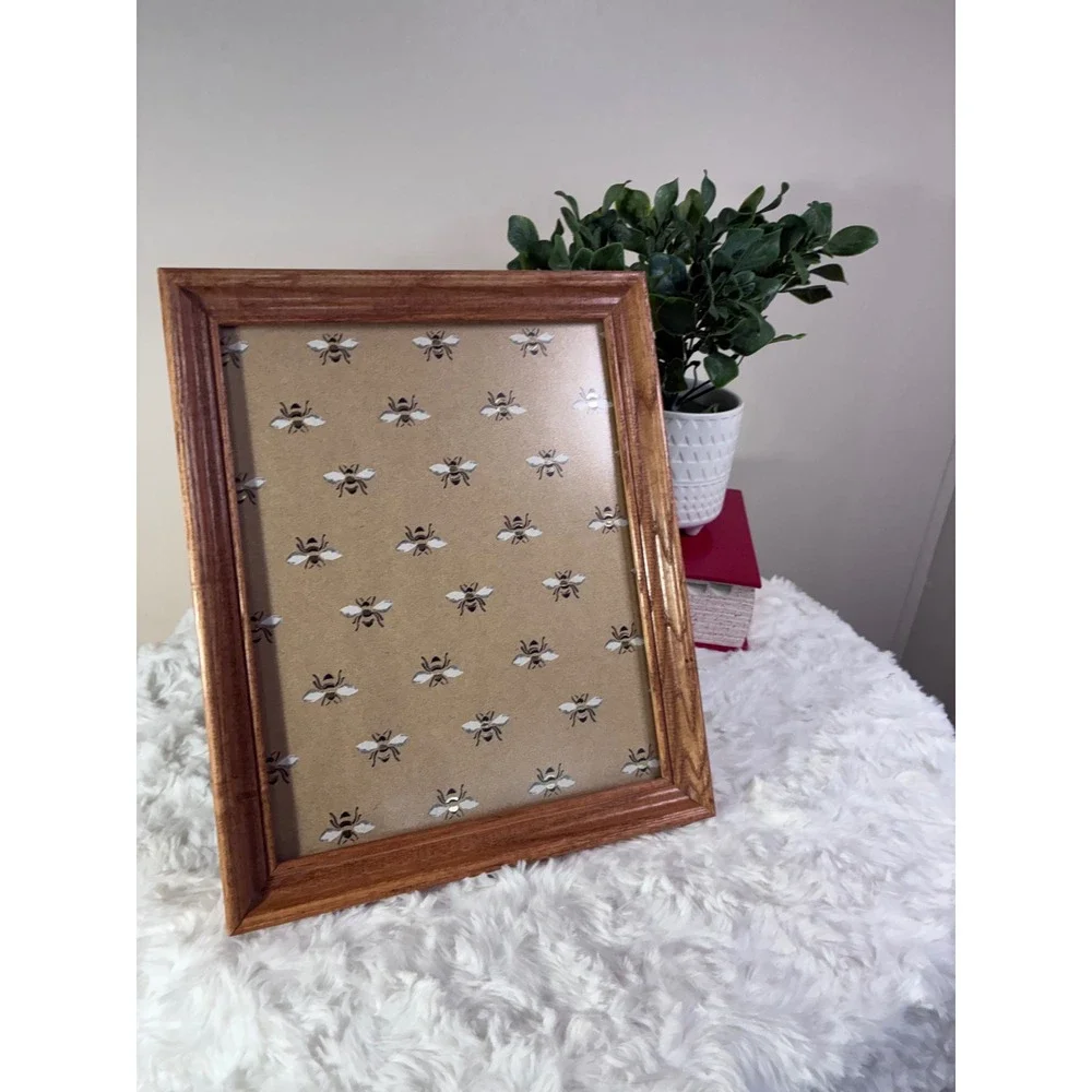 Vintage Wooden Picture Frame Solid Oak Tabletop Decor 8x10 Matte Glass